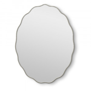 Овальное волнистое зеркало в серебряной раме Fancy Oval Silver (Фэнси) Smal 60*80 см